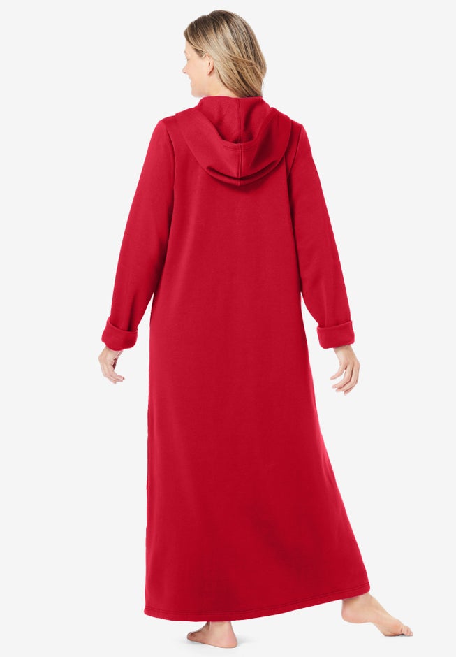 Long Hooded Fleece Sweatshirt Robe image number 1