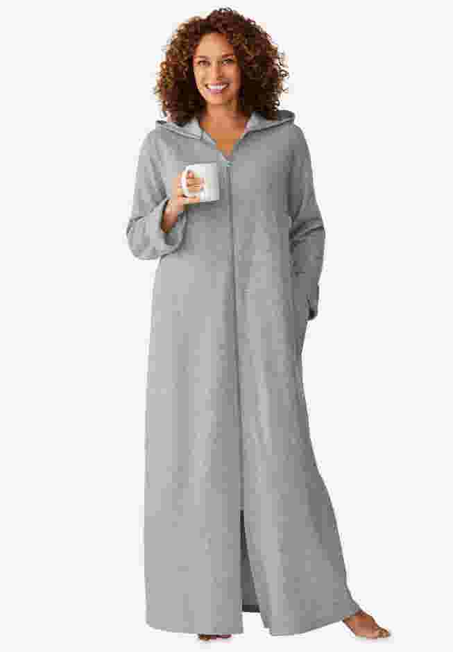 Long Hooded Fleece Sweatshirt Robe image number 0