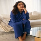 Long Hooded Fleece Sweatshirt Robe image number null