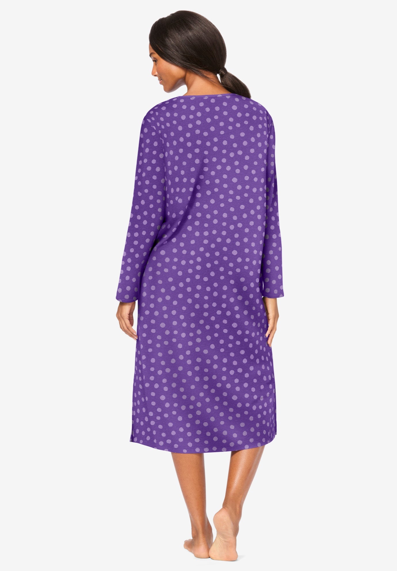 Long-Sleeve Henley Print Sleepshirt  image number 1
