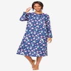 Long-Sleeve Henley Print Sleepshirt  image number null