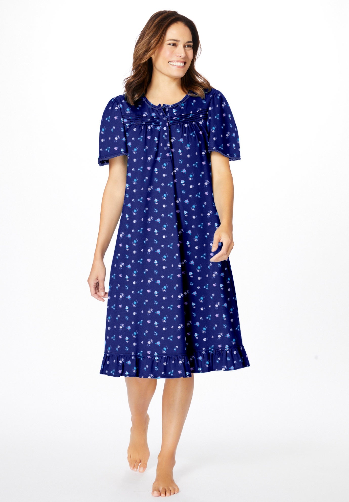 Short Floral Print Cotton Gown image number 7