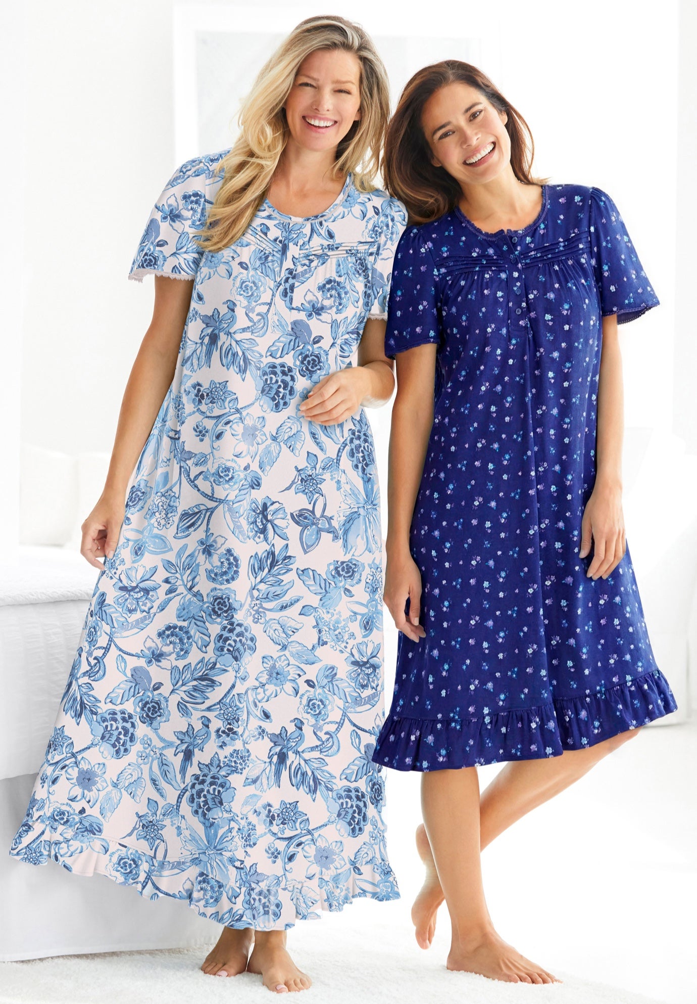 Short Floral Print Cotton Gown image number 3