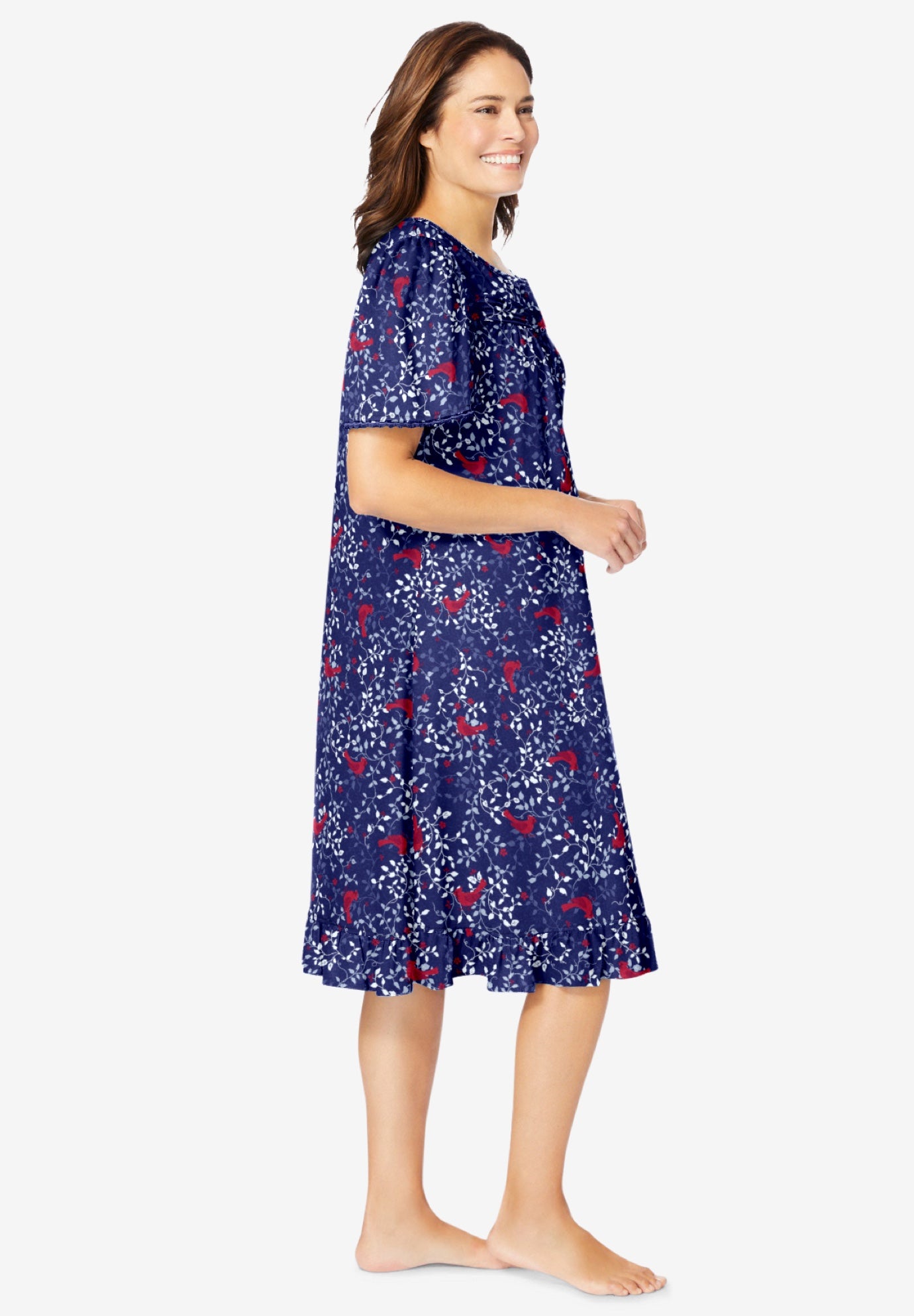 Short Floral Print Cotton Gown image number 2