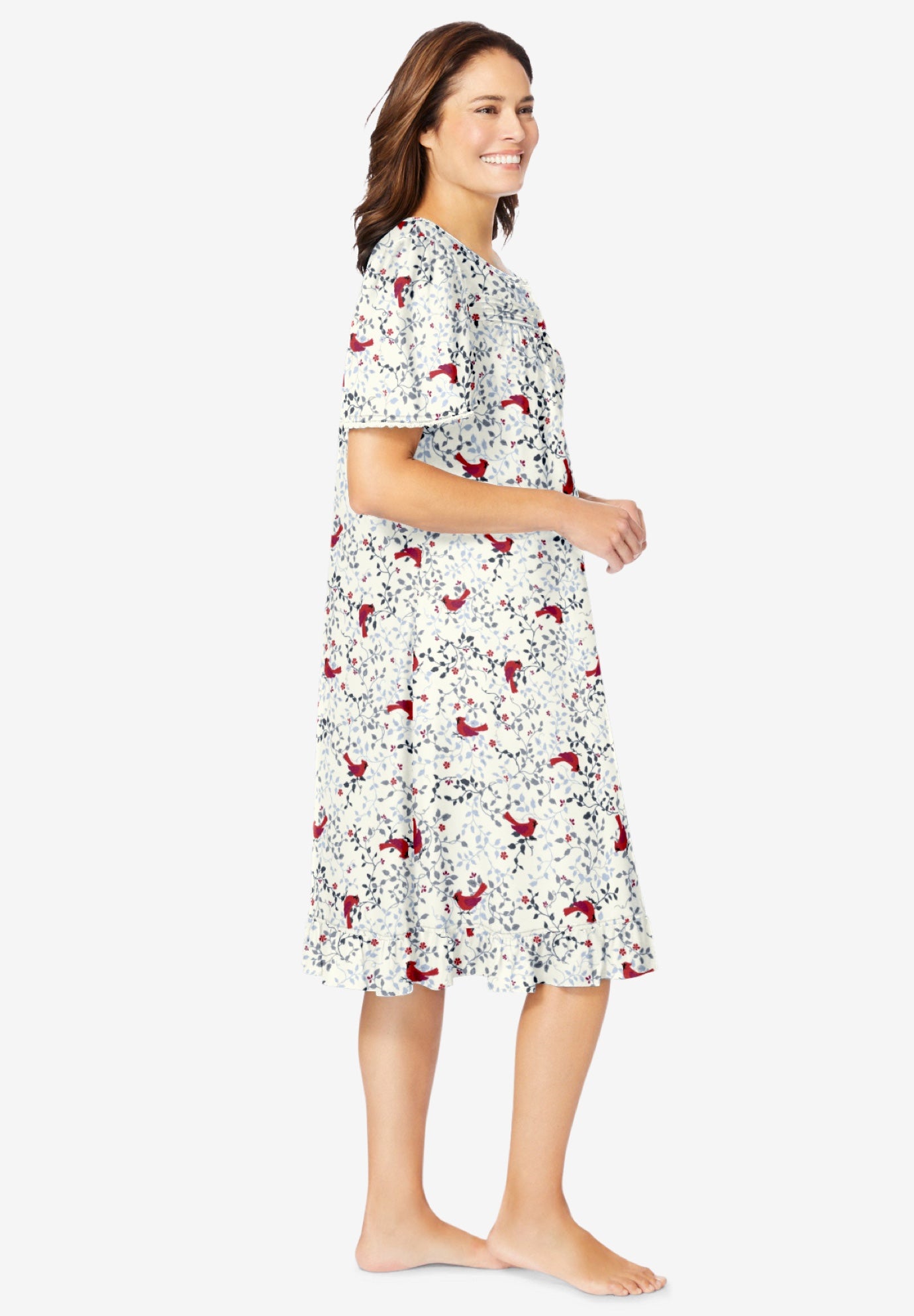 Short Floral Print Cotton Gown image number 2