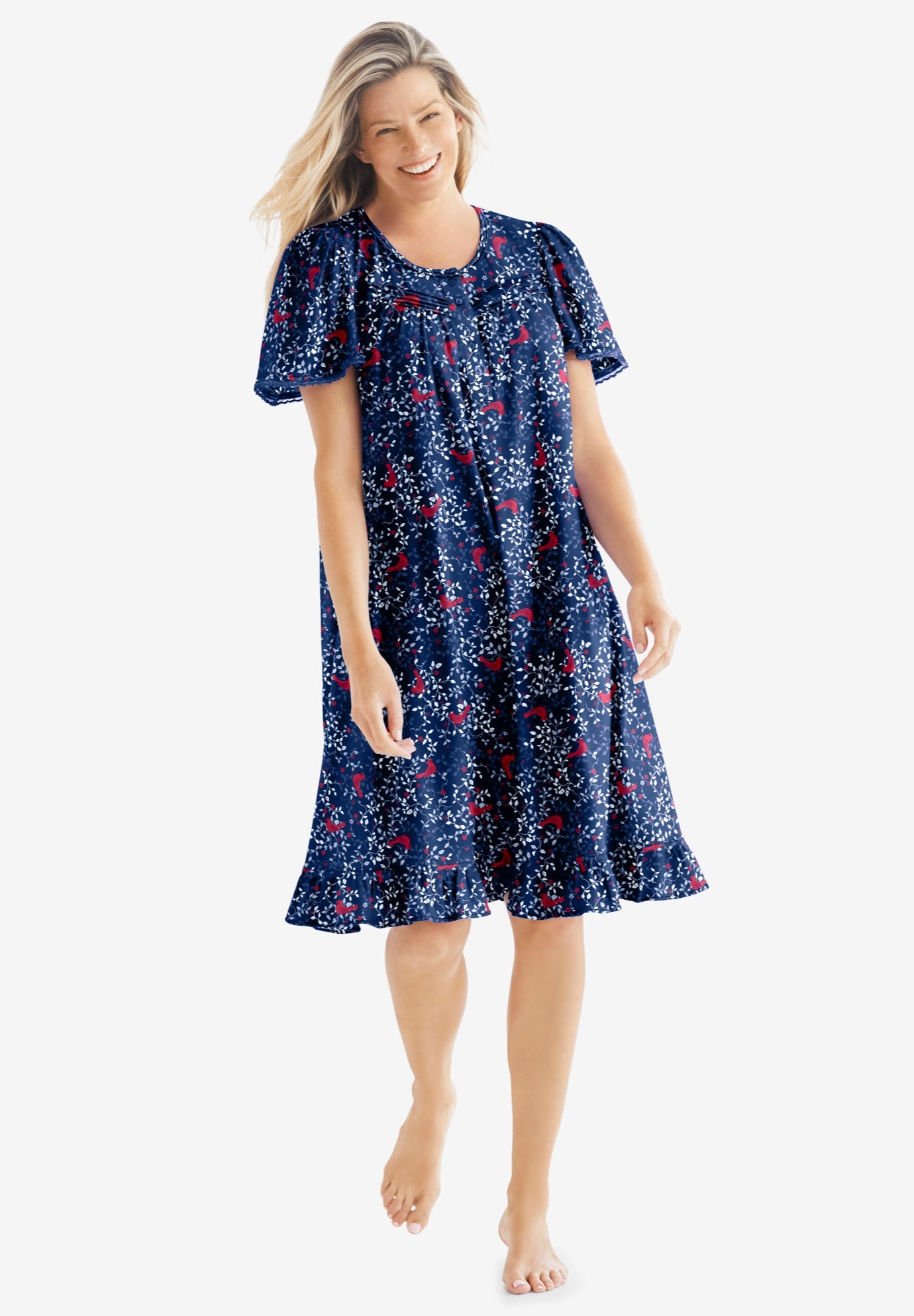 Short Floral Print Cotton Gown image number 0