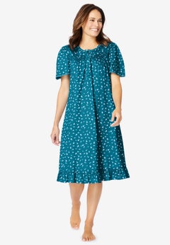 Short Floral Print Cotton Gown