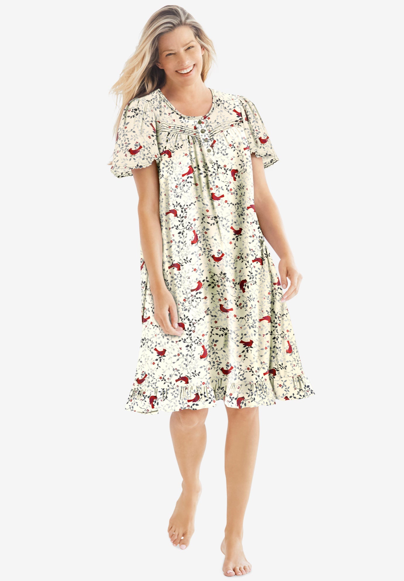 Short Floral Print Cotton Gown image number 0