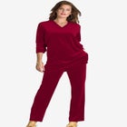 Plus Size Two-Piece V-Neck Velour Set image number null