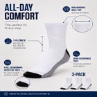 1/4 Length Cushioned Crew Socks 3-Pack image number 1