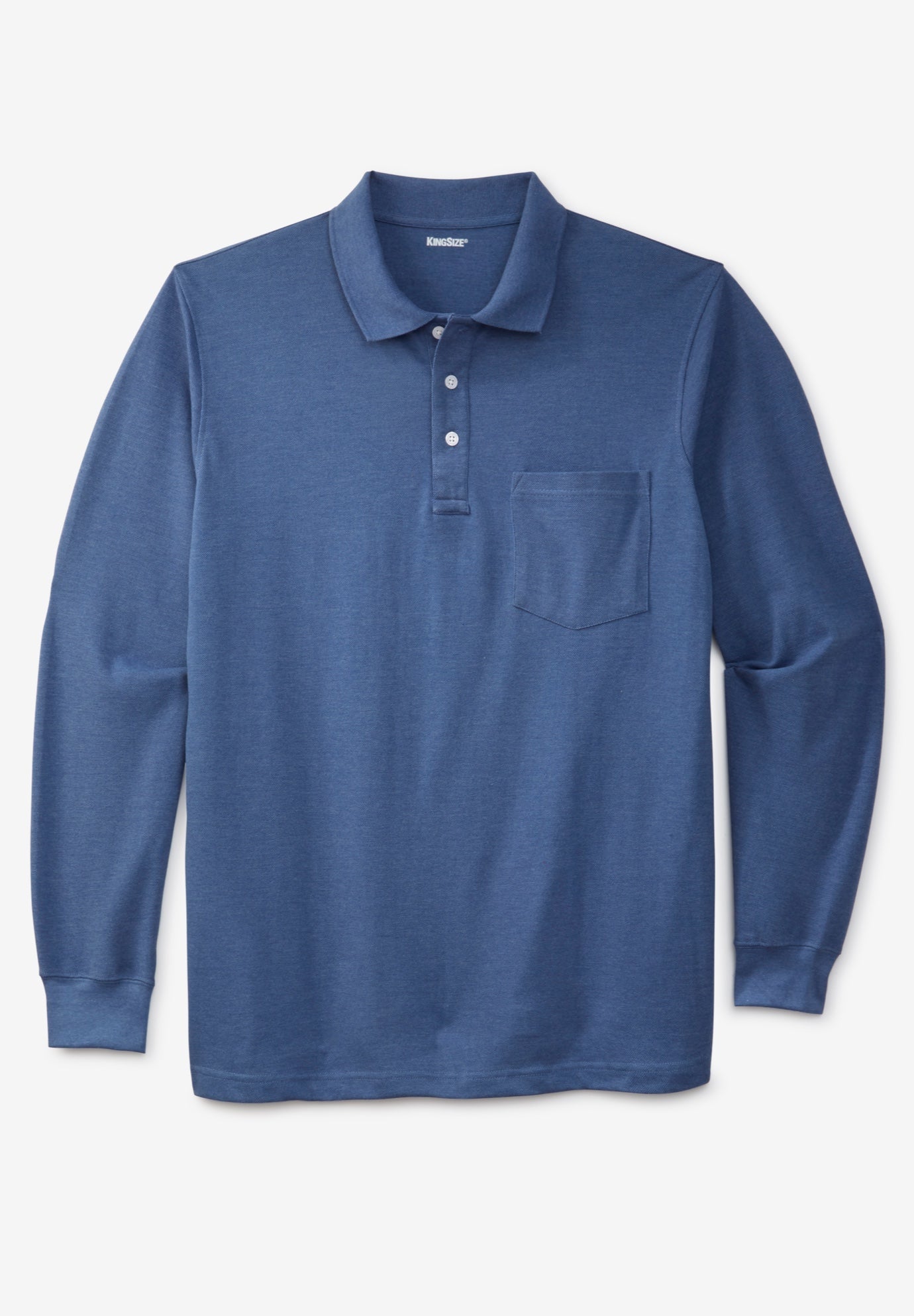 Long-Sleeve Shrink-Less&trade; Cotton Polo Shirt image number 0