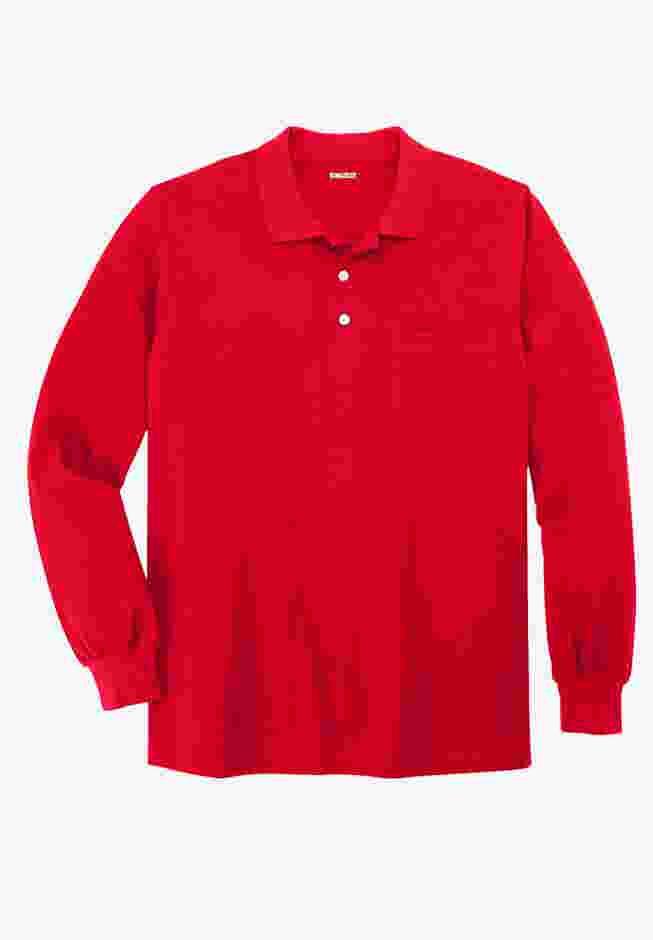 Long-Sleeve Shrink-Less™ Cotton Polo Shirt image number 0