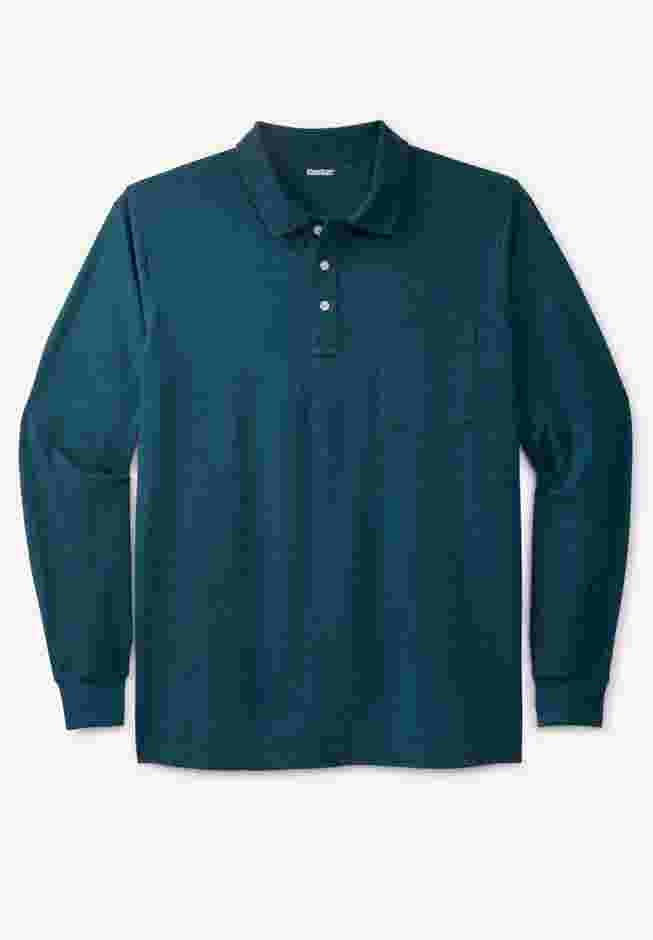 Long-Sleeve Shrink-Less™ Cotton Polo Shirt image number 0