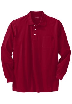 Long-Sleeve Shrink-Less&trade; Cotton Polo Shirt