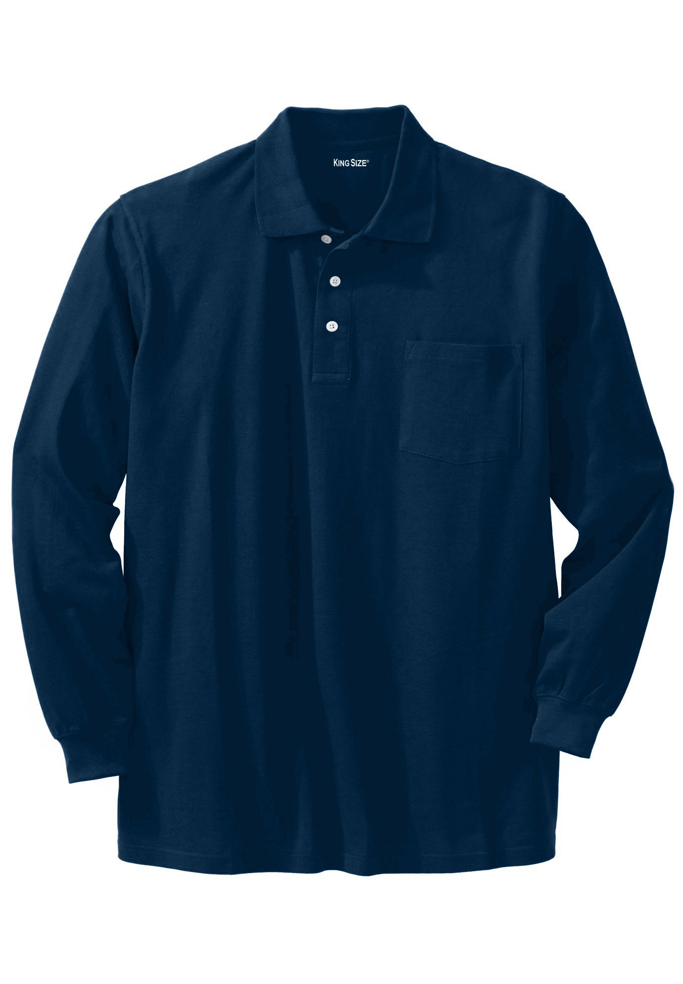 Long-Sleeve Shrink-Less&trade; Cotton Polo Shirt image number 0