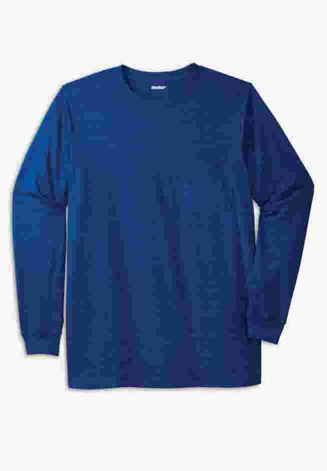 Shrink-Less™ Lightweight Long-Sleeve Crewneck Pocket T-Shirt image number 0