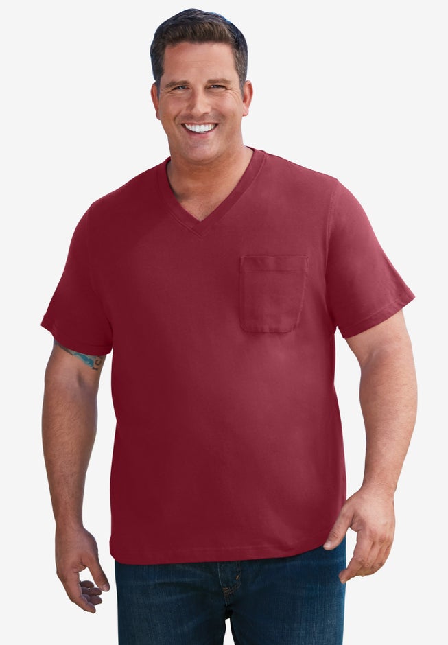 Shrink-Less Lightweight V-Neck Pocket T-Shirt image number 3