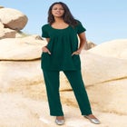 Plus Size Two Pocket Soft Knit Swing Tunic image number null
