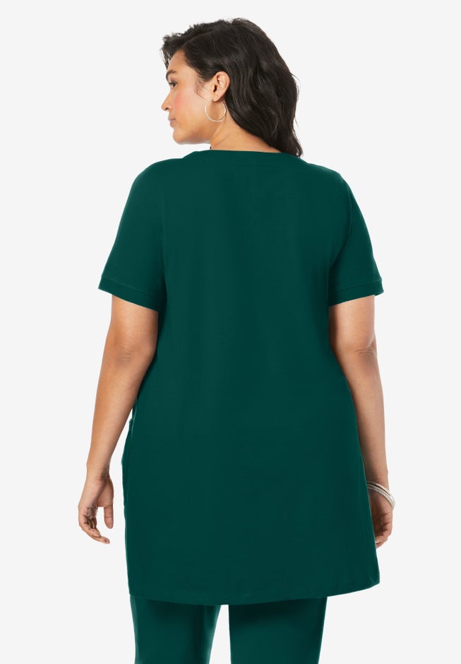 Plus Size Two Pocket Soft Knit Swing Tunic image number 1
