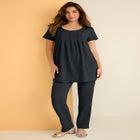 Plus Size Two Pocket Soft Knit Swing Tunic image number null