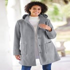 Hooded A-Line Fleece Coat image number null
