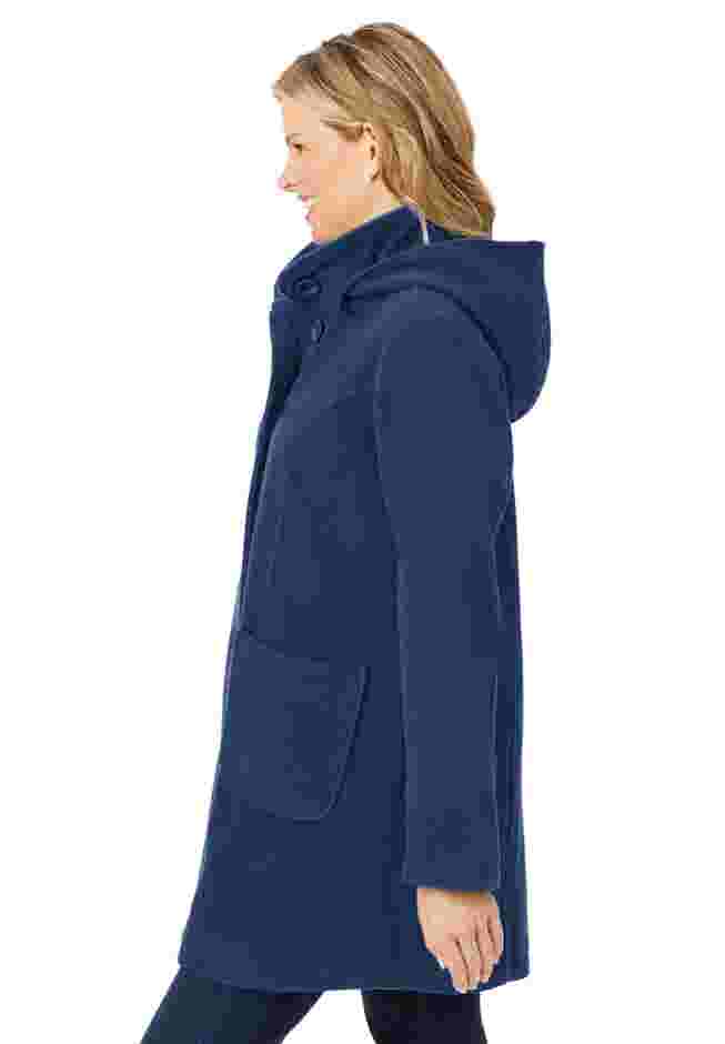 Hooded A-Line Fleece Coat image number 2