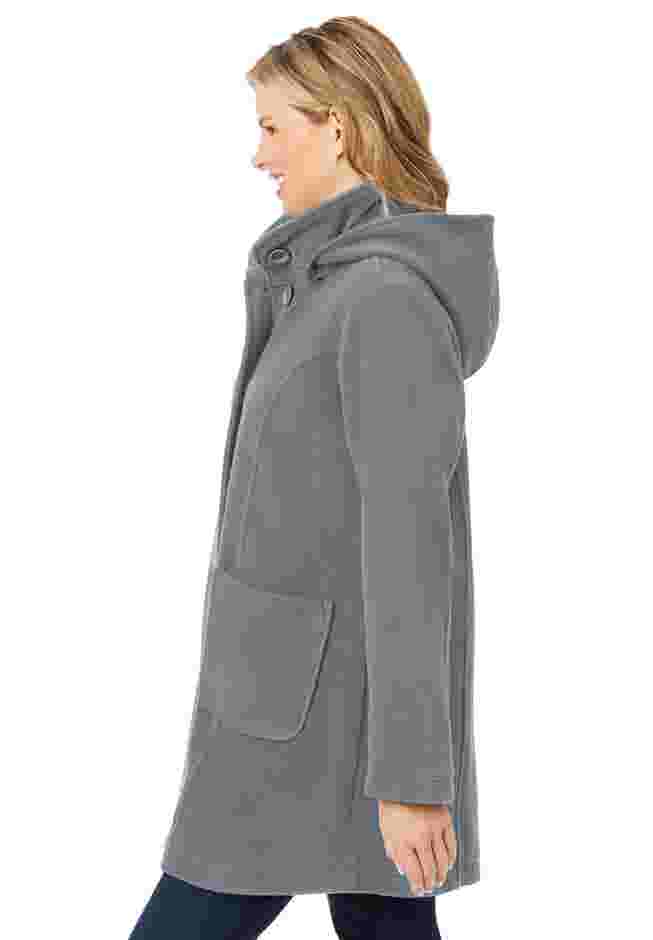 Hooded A-Line Fleece Coat image number 2