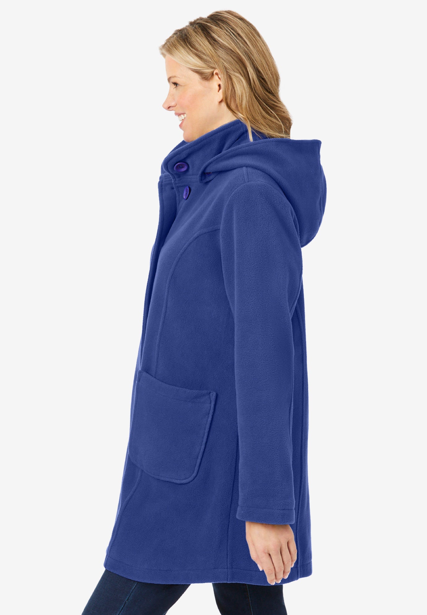 Hooded A-Line Fleece Coat image number 2