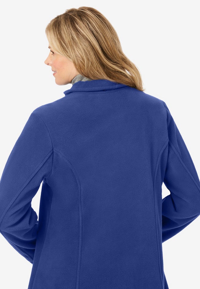 Hooded A-Line Fleece Coat image number 3