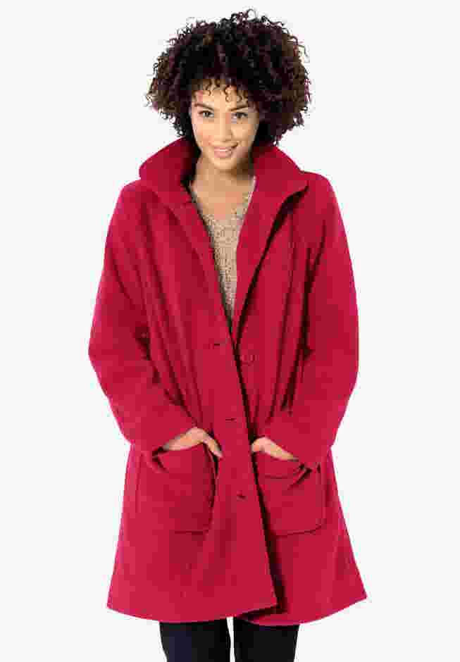 Hooded A-Line Fleece Coat image number 0