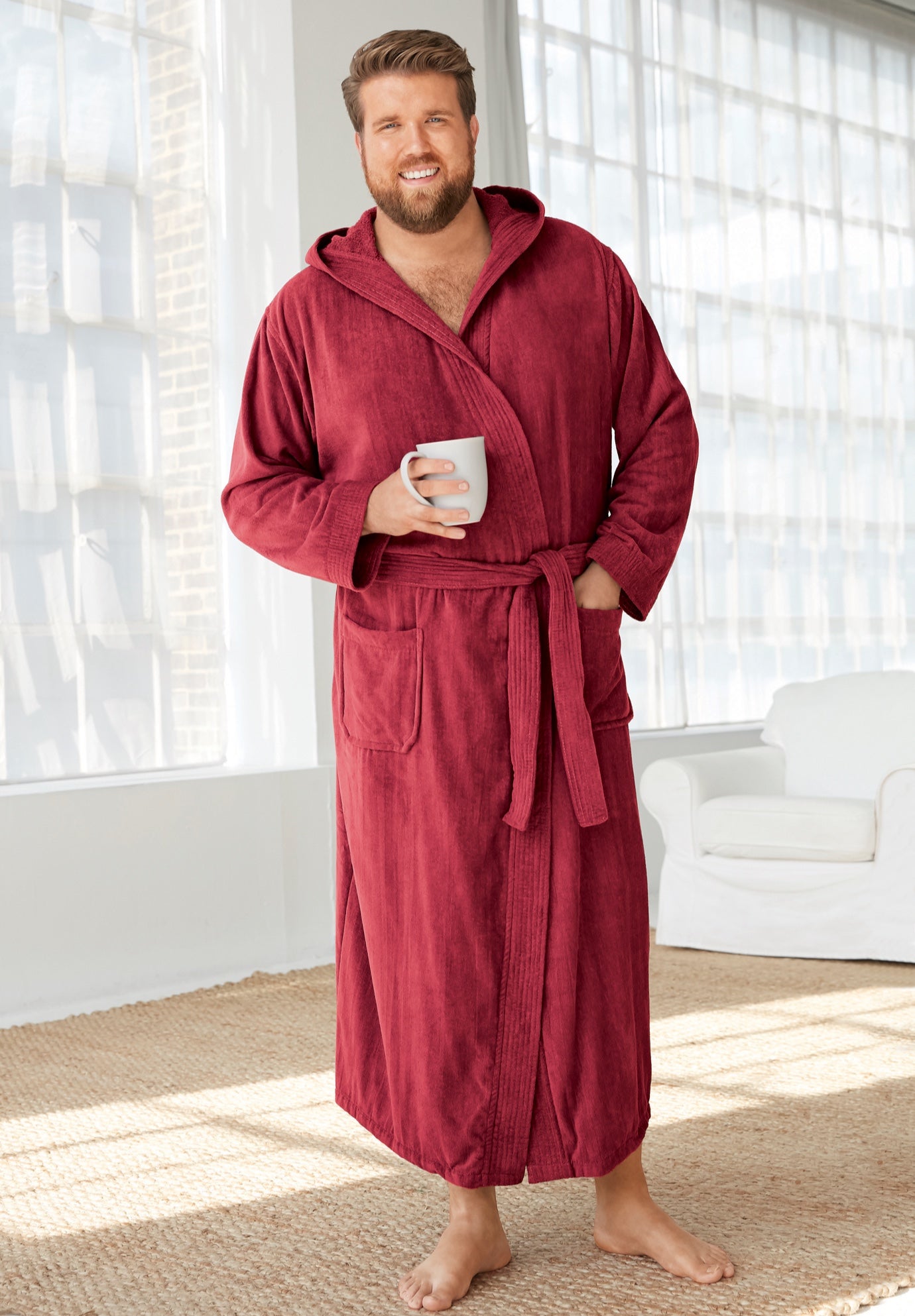 Terry Velour Hooded Maxi Robe image number 0