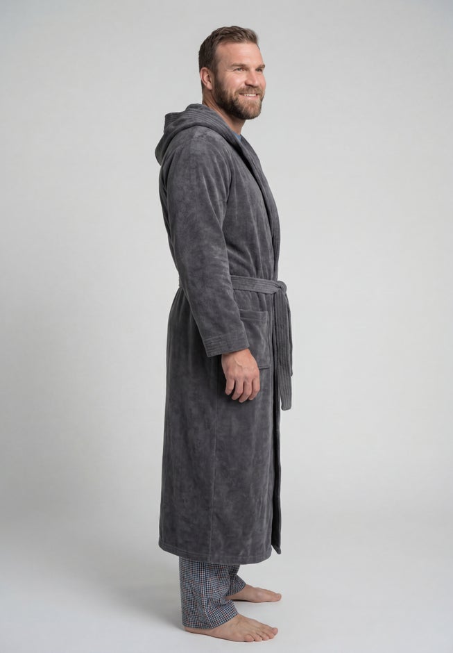Terry Velour Hooded Maxi Robe image number 2