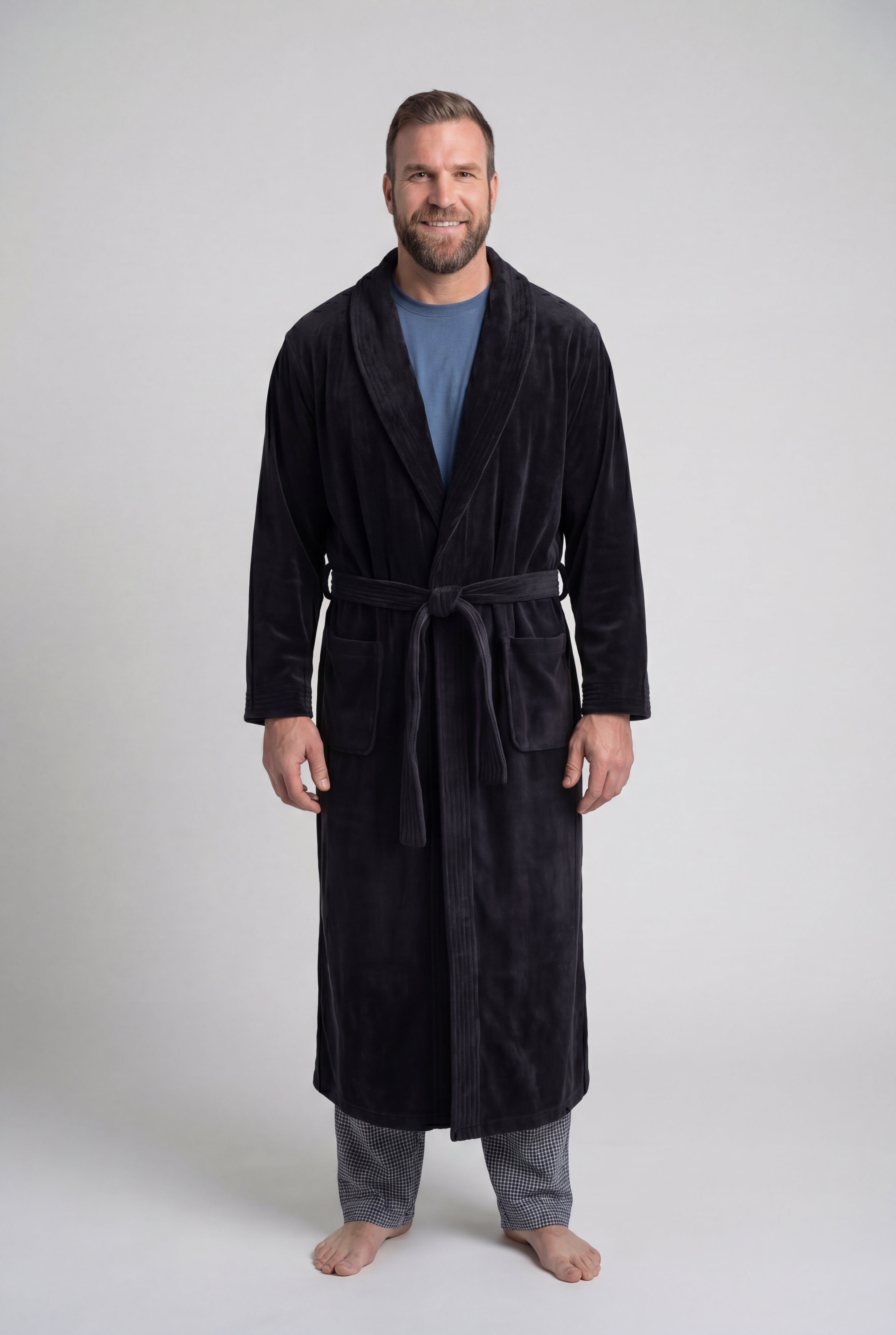 Terry Velour Hooded Maxi Robe image number 1