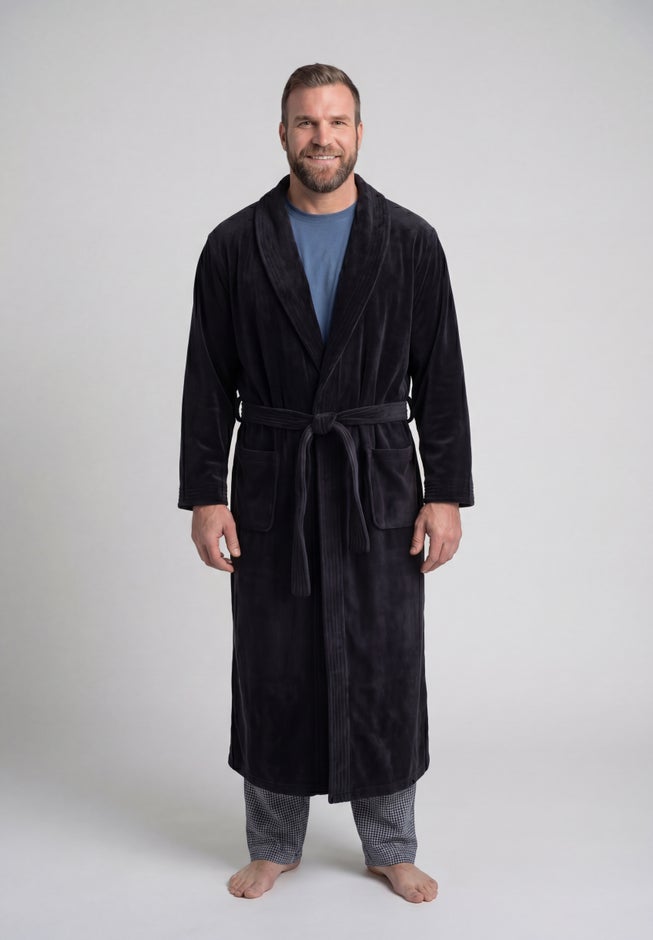 Terry Velour Hooded Maxi Robe image number 1
