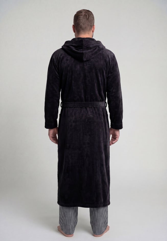 Terry Velour Hooded Maxi Robe image number 3