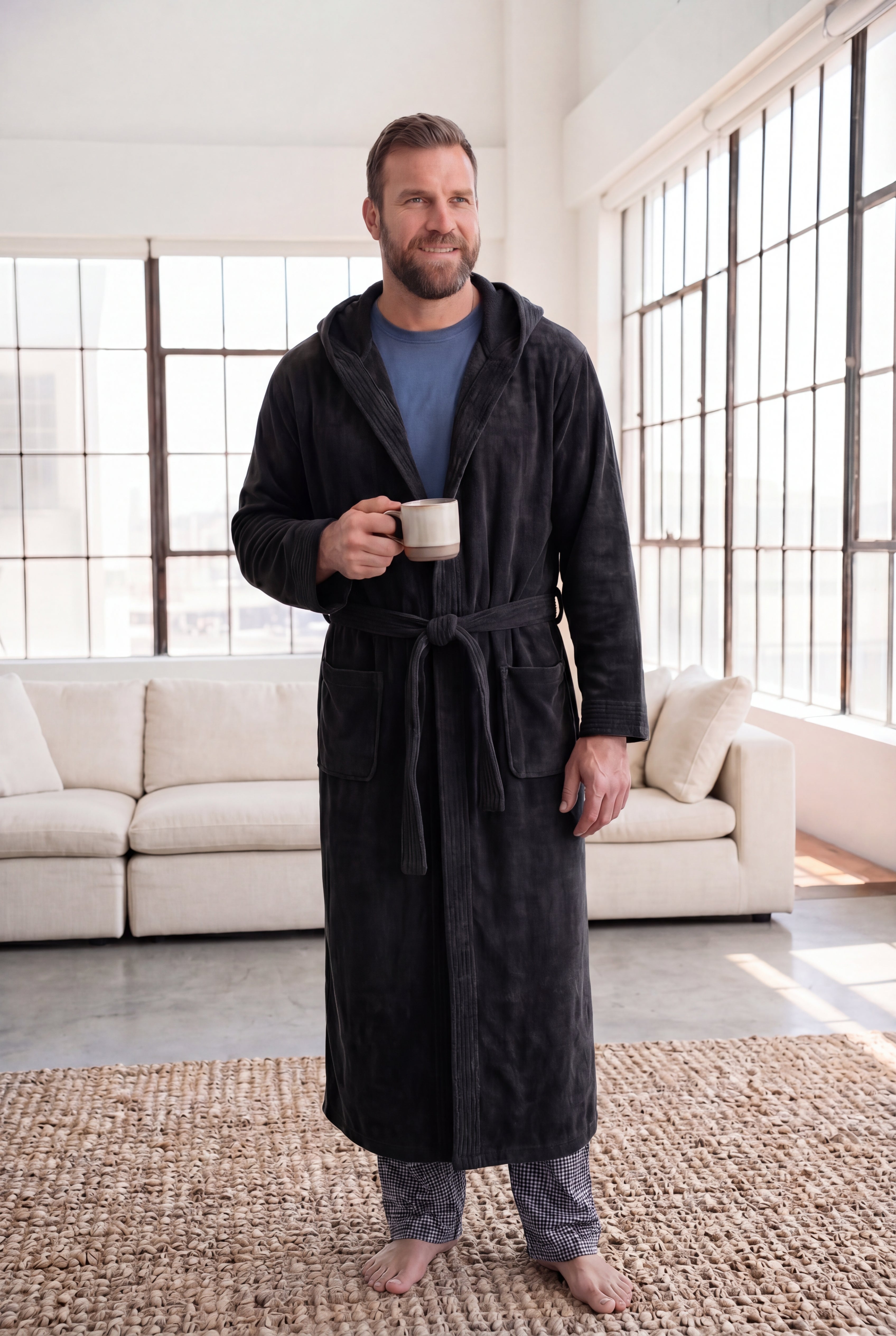 Terry Velour Hooded Maxi Robe image number 0