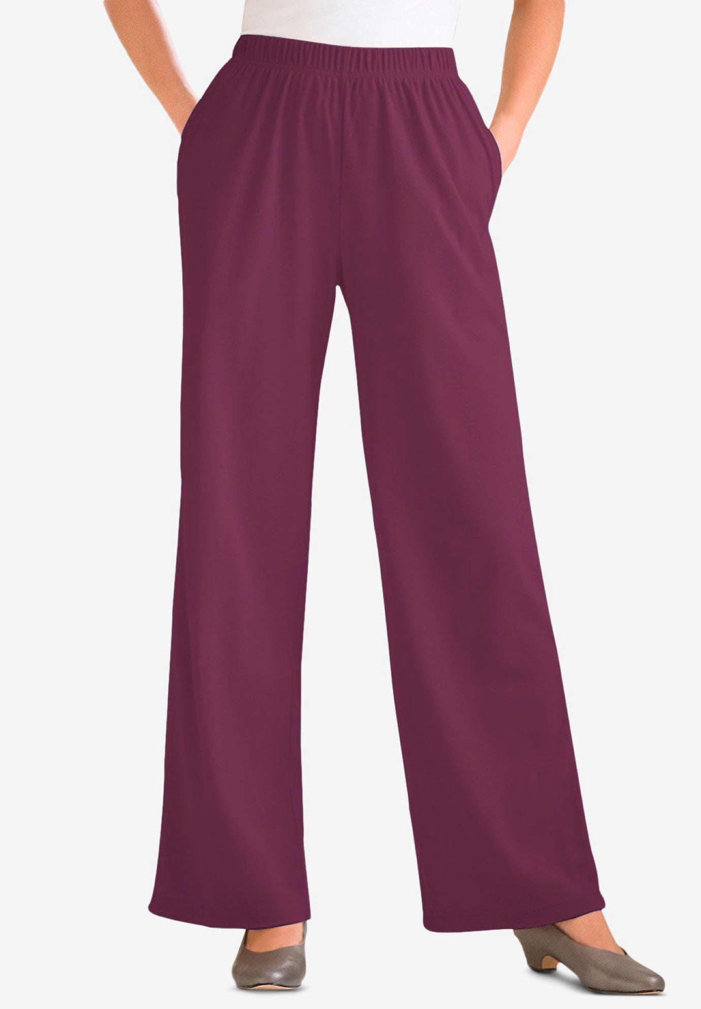 7-Day Knit Wide-Leg Pull-On Pants image number 0