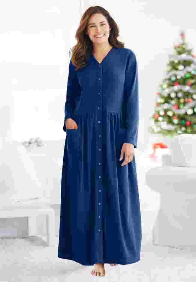 Long Snap-Front Knit Lounger image number 0
