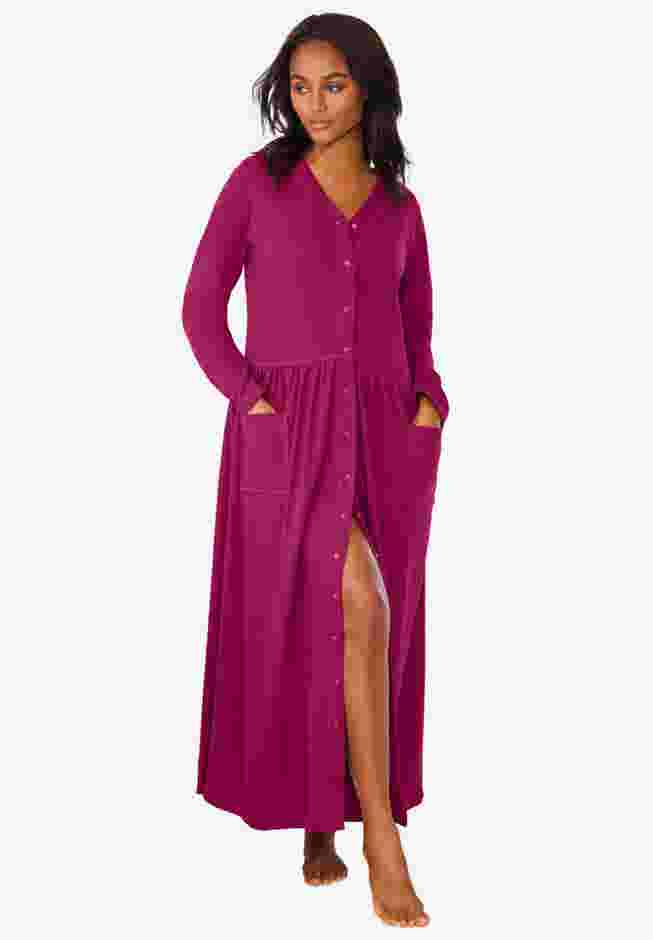 Long Snap-Front Knit Lounger image number 4
