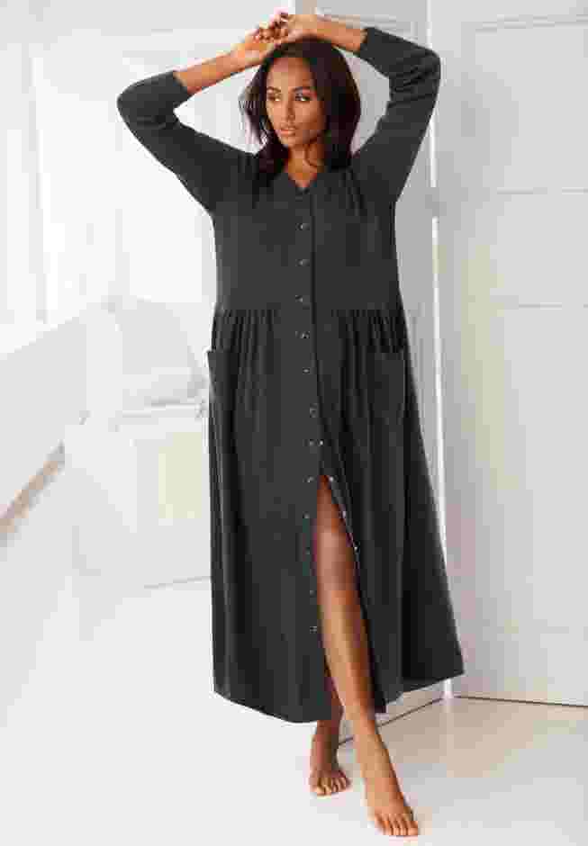 Long Snap-Front Knit Lounger image number 6