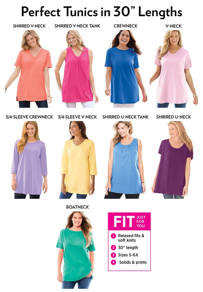 Perfect Short-Sleeve Shirred V-Neck Tunic image number 4