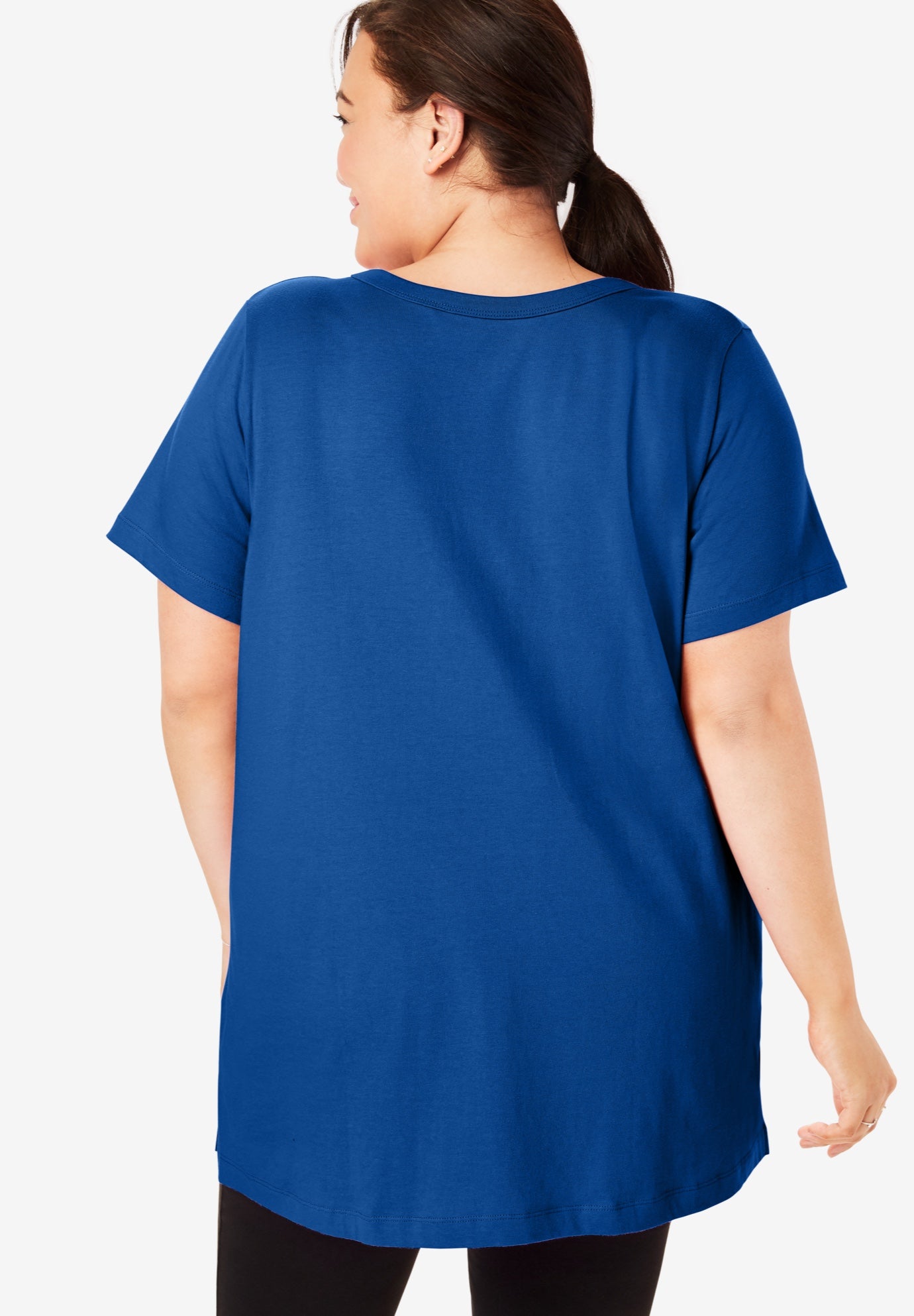 Perfect Short-Sleeve Shirred V-Neck Tunic image number 1