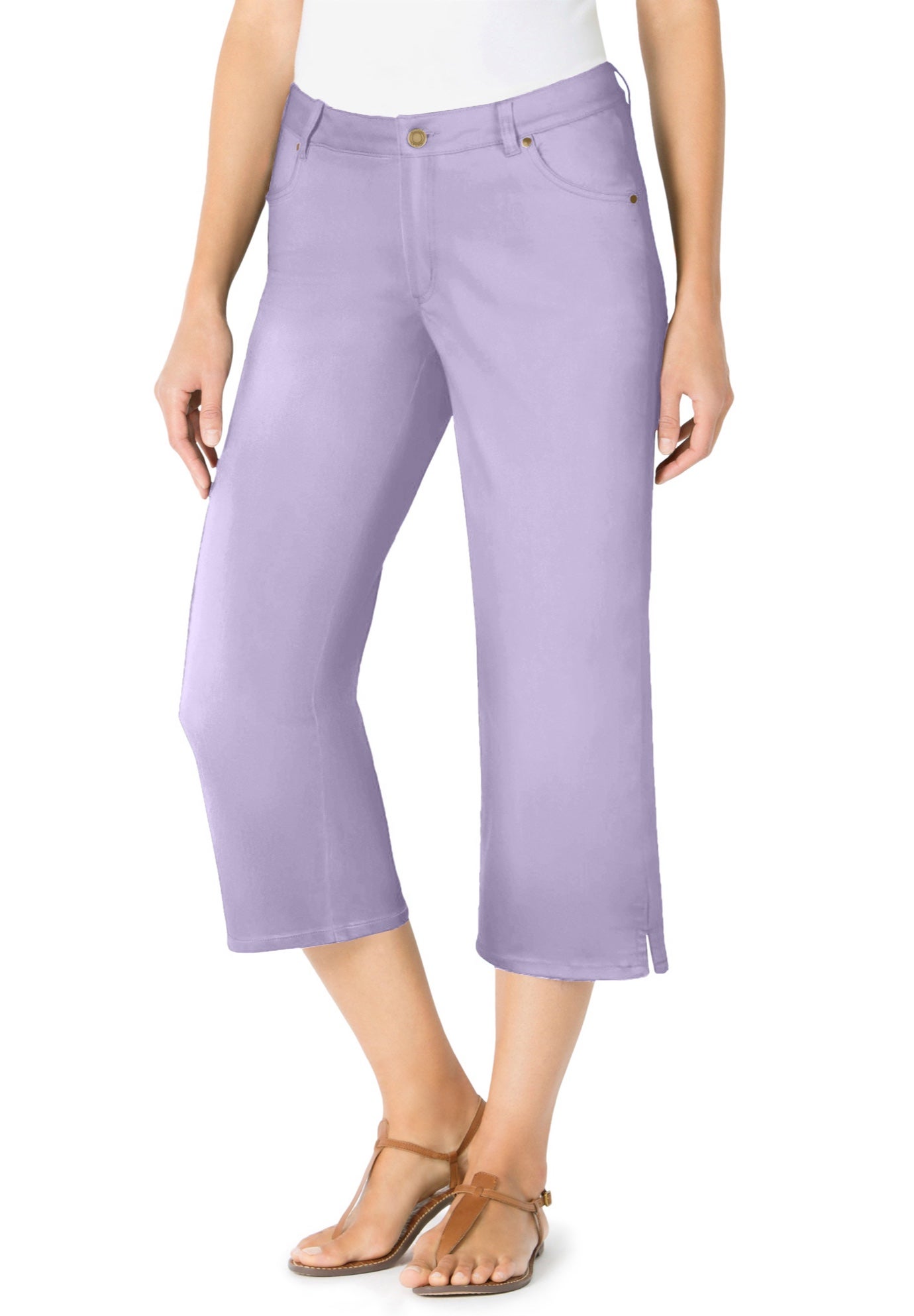 Stretch Denim Five-Pocket Capri Jeans image number 0