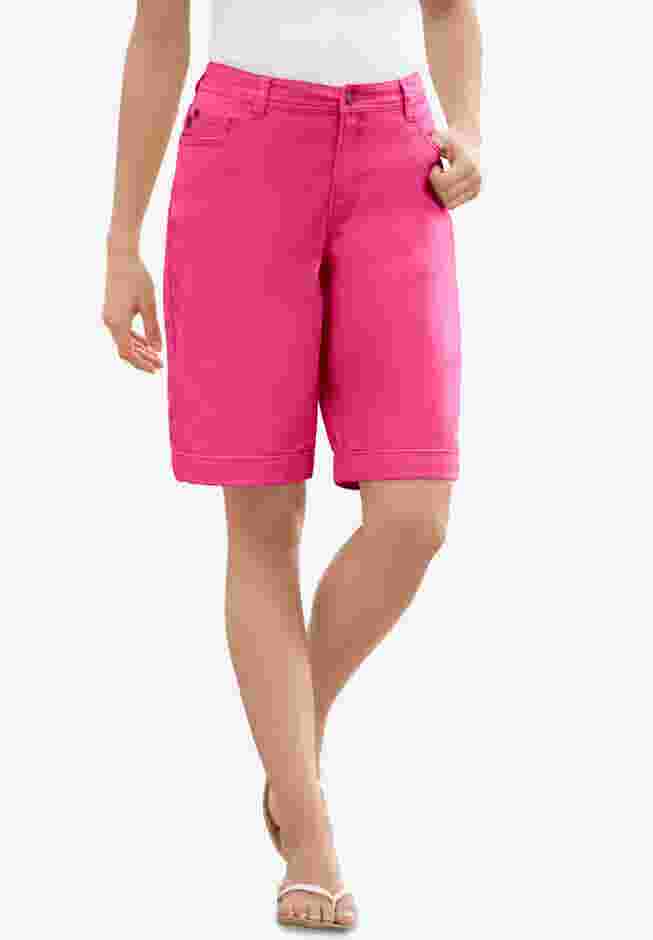 Stretch-Denim Five-Pocket Bermuda Jeans Shorts image number 0