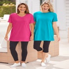 Stretch-Cotton Knit Pull-On Capri Leggings image number null