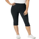 Stretch-Cotton Knit Pull-On Capri Leggings image number null