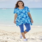 Stretch-Cotton Knit Pull-On Capri Leggings image number null