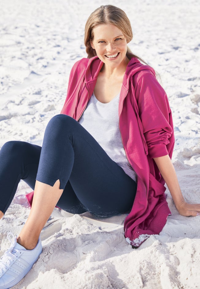 Stretch-Cotton Knit Pull-On Capri Leggings image number 4