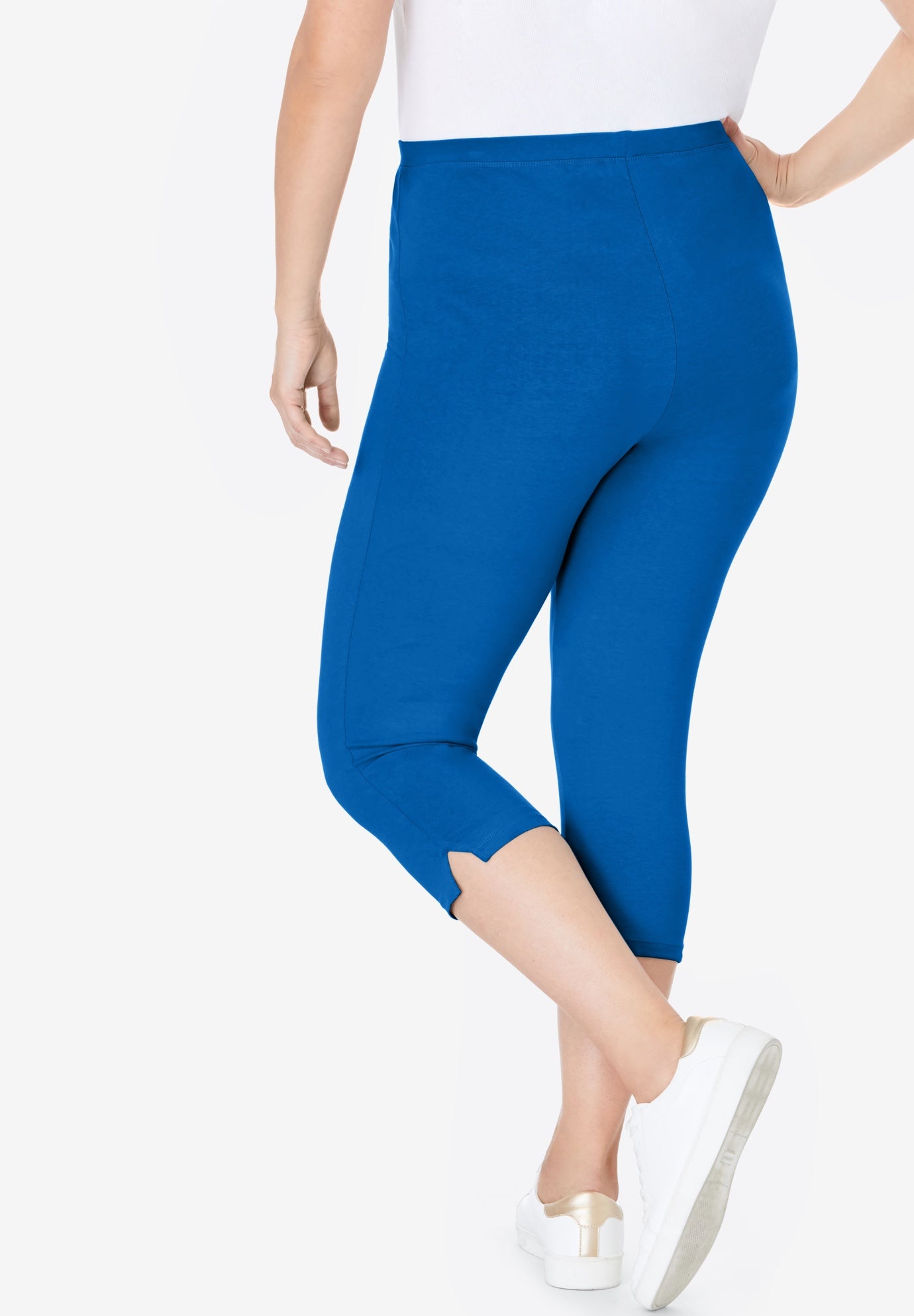 Stretch-Cotton Knit Pull-On Capri Leggings image number 2