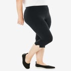 Stretch-Cotton Knit Pull-On Capri Leggings image number null